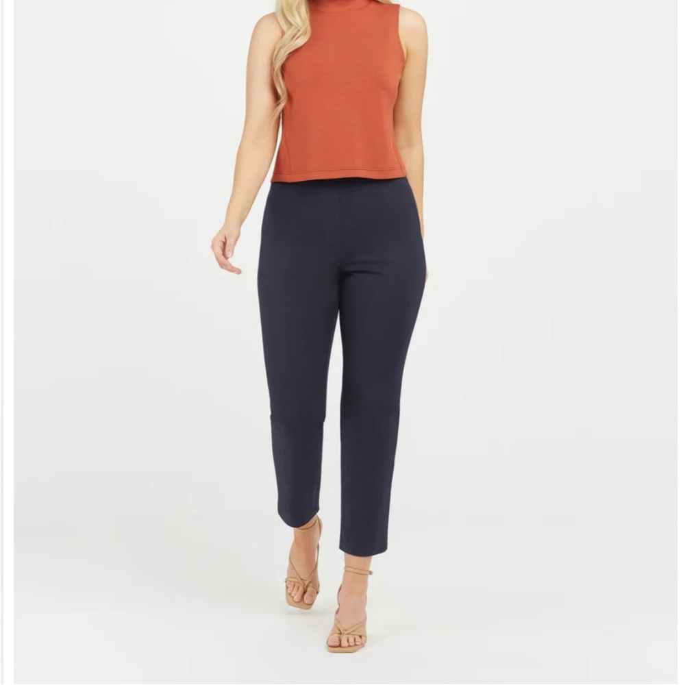Spanx On-the-Go Ankle Slim Straight Pant in navy